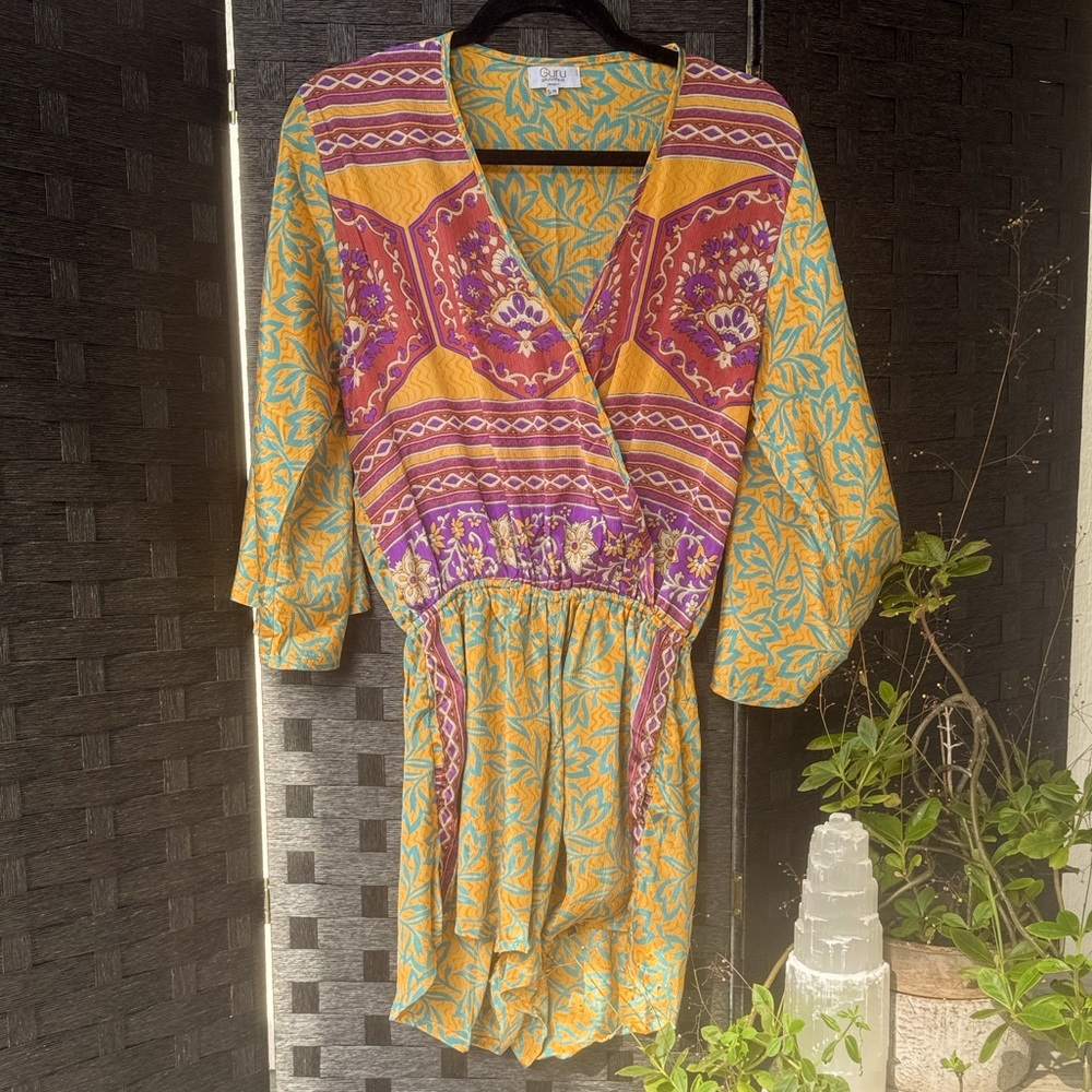 Bohemian Floral Romper, Upcycled Silk
